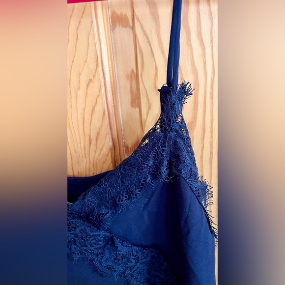 Lush Midnight Blue Lace Trim Cami Top Size Small Adjustable Coquette Girl Boho - Picture 5 of 13